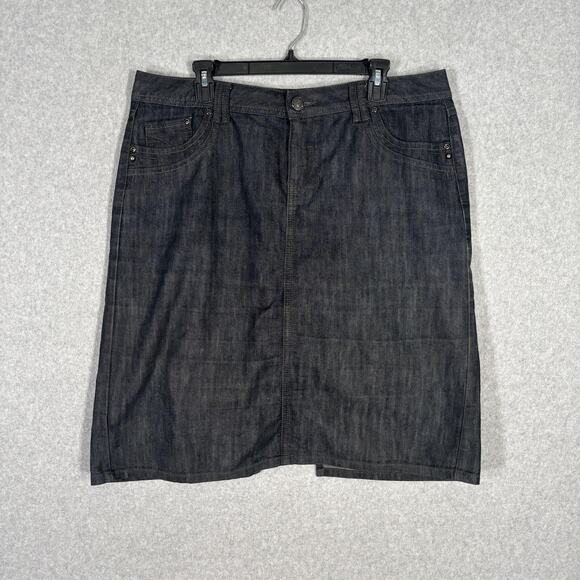 Woolworths Jean Skirt 16 Denim Stretch Pocket Cottage Granny Academia Heritage - Picture 1 of 13
